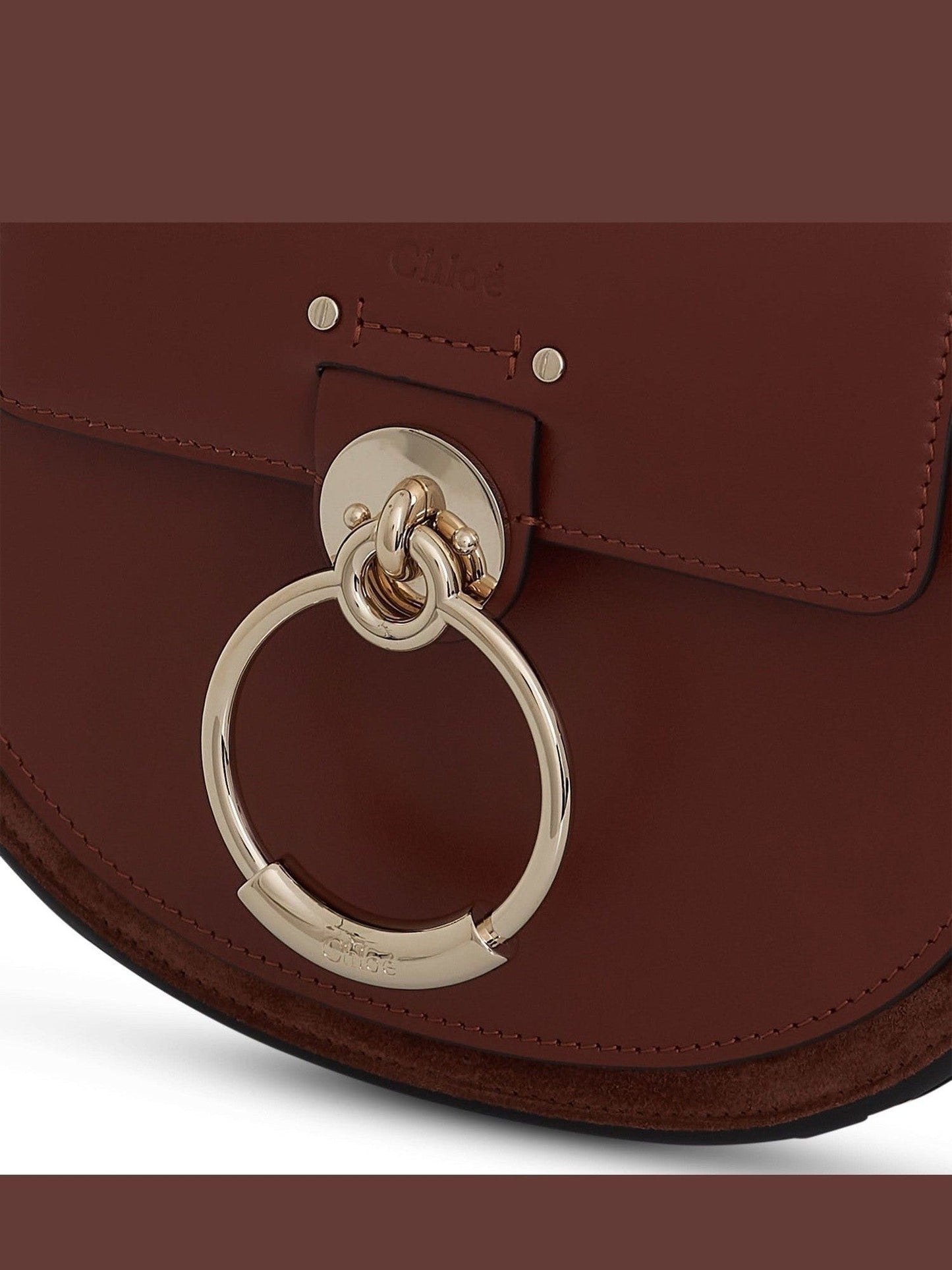 Chloe Small Tess Bag in Shiny & Suede Calfskin in Sepia Brown