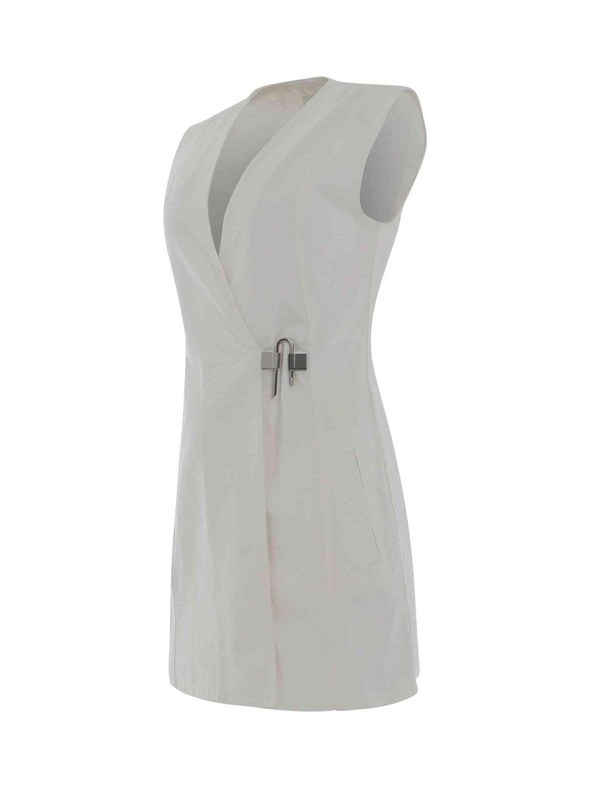 Padlock Denim Dress in White