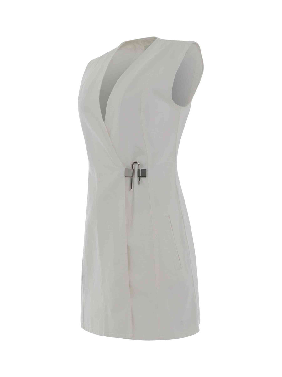 Padlock Denim Dress in White