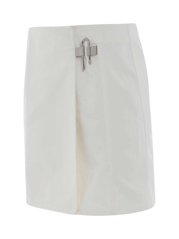 Padlock Mini Denim Skirt in White
