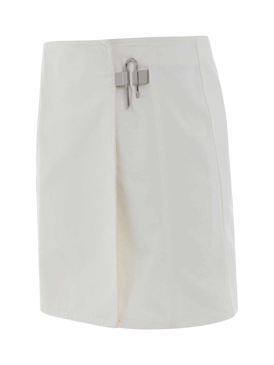 Padlock Mini Denim Skirt in White