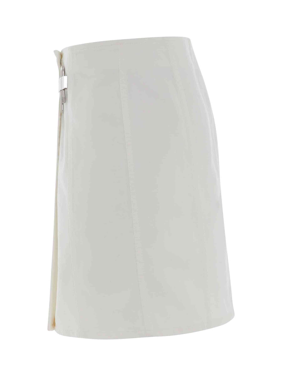 Padlock Mini Denim Skirt in White