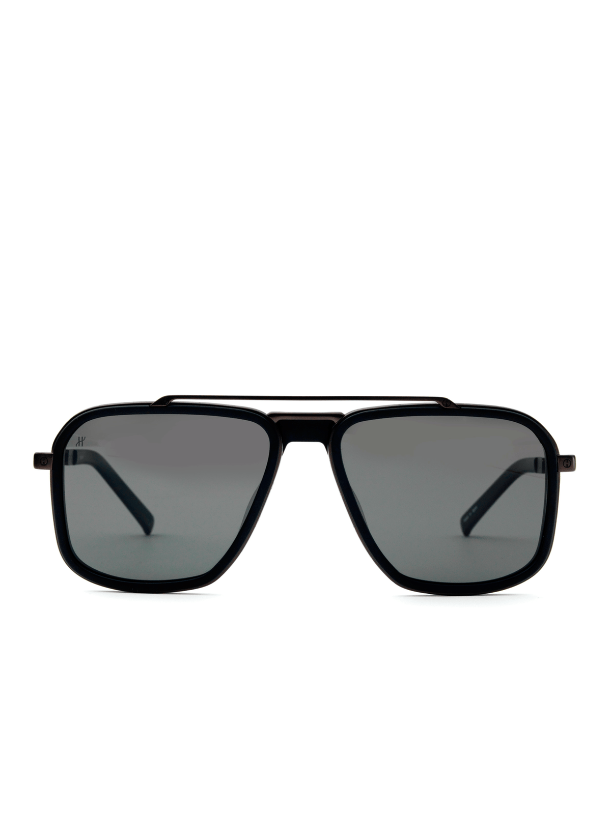 Black Matte Squared Sunglasses with Gradient Smoke Black Lens