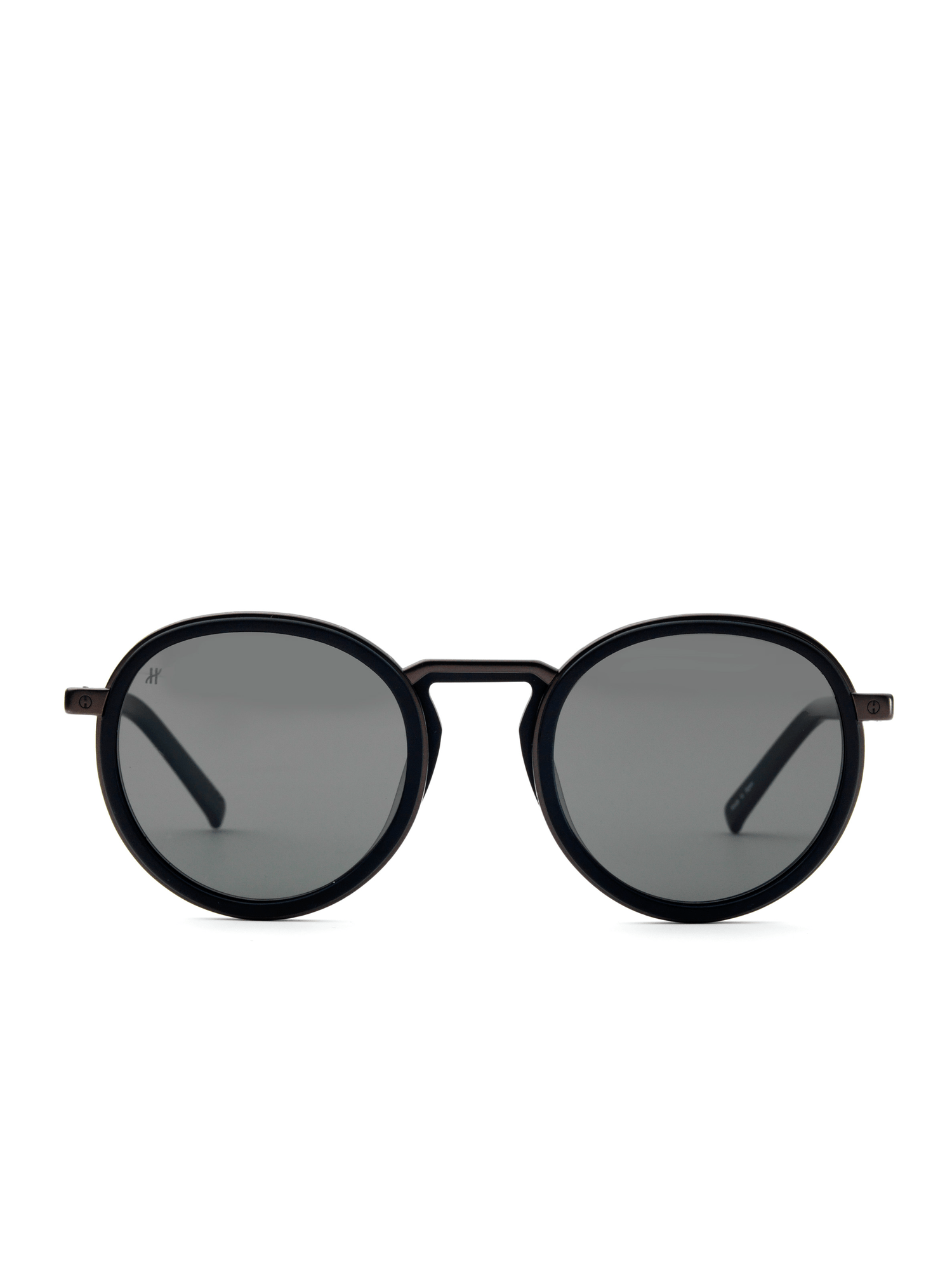 Black Matte Rounded Sunglasses with Solid Smoke Lens