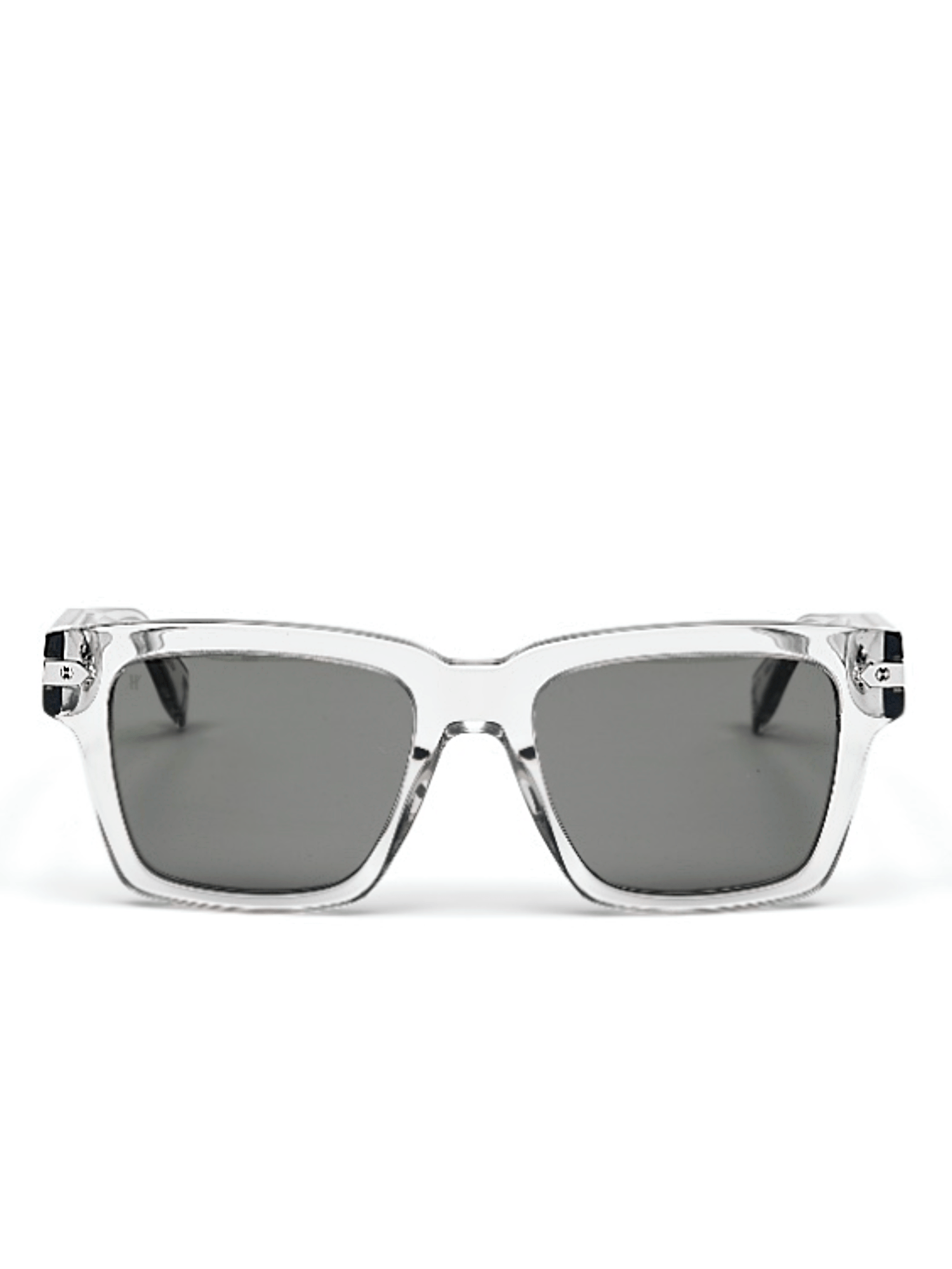 Crystal Square Acetate Sunglasses with Solid Smoke Lens