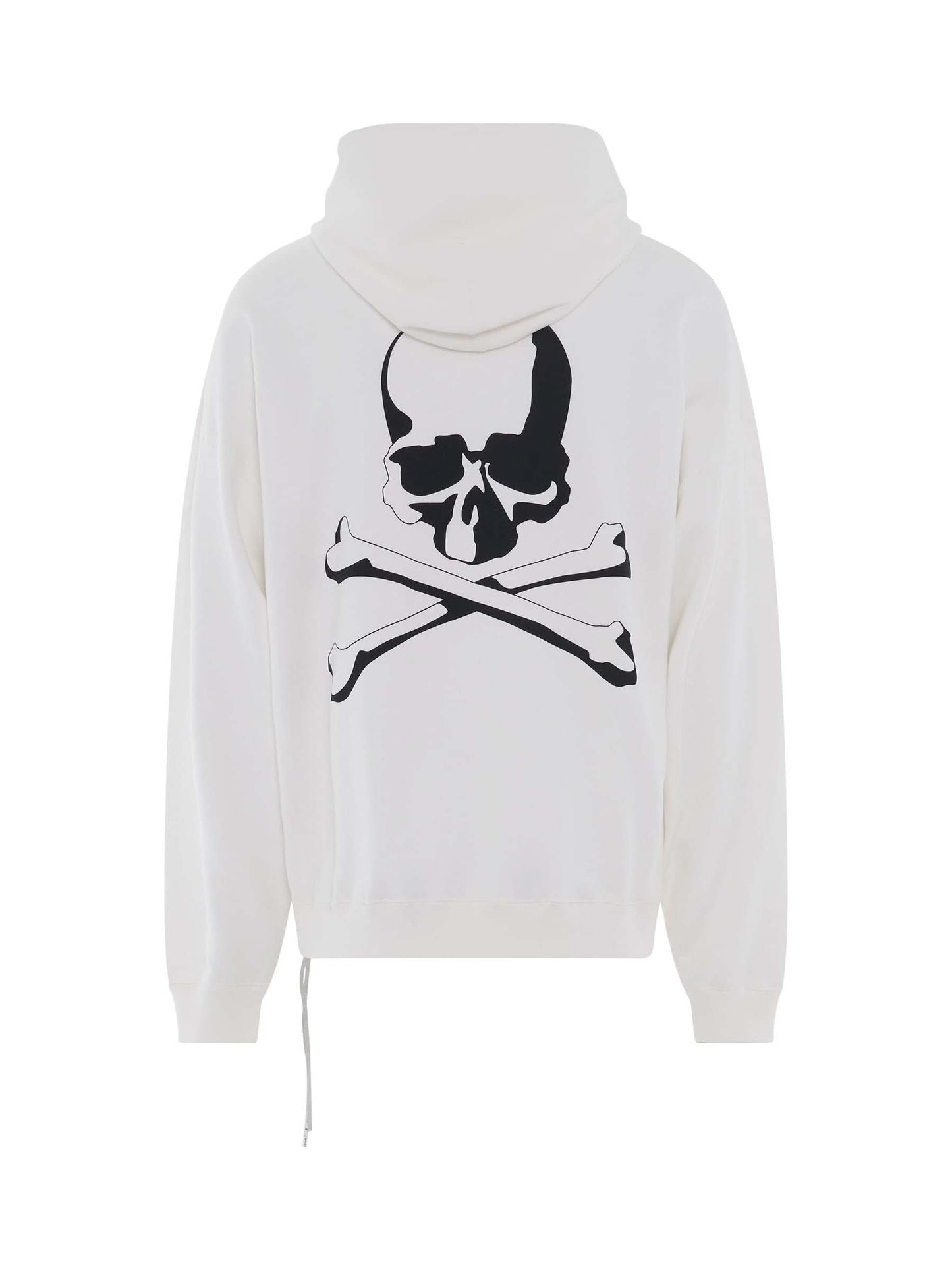 Logo And Skull Boxy Fit Hoodie in White