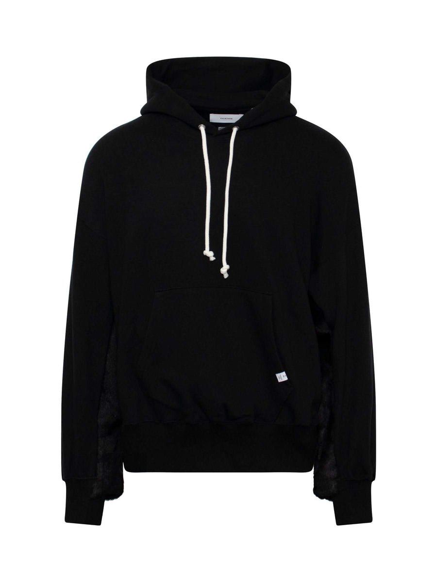 Faux Fur Hoodie in Black
