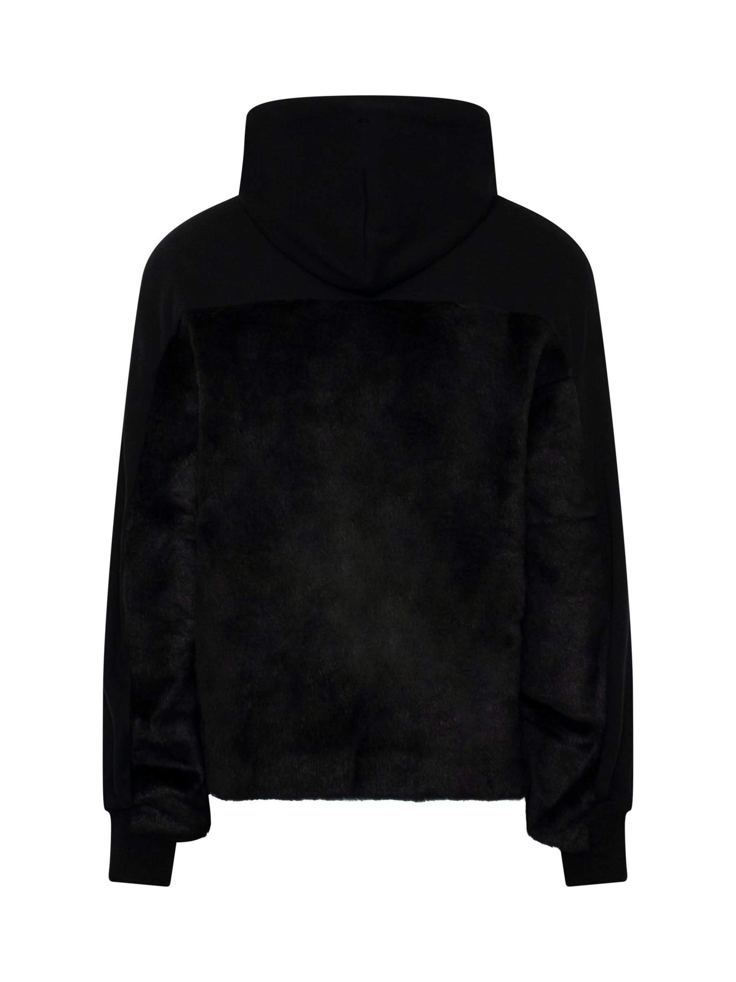 Faux Fur Hoodie in Black