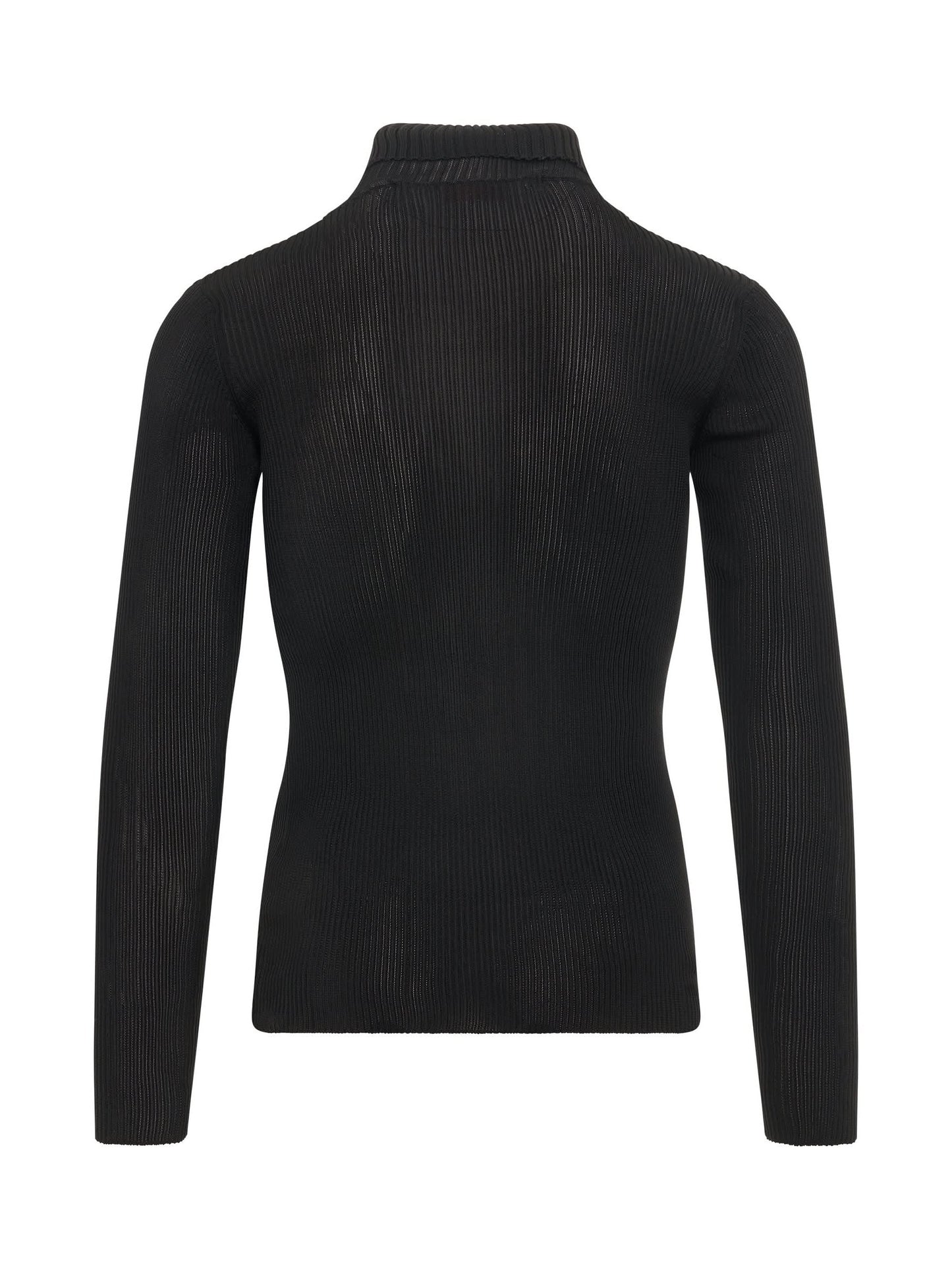 Helvetica Fine Knit Rib Turtleneck in Black