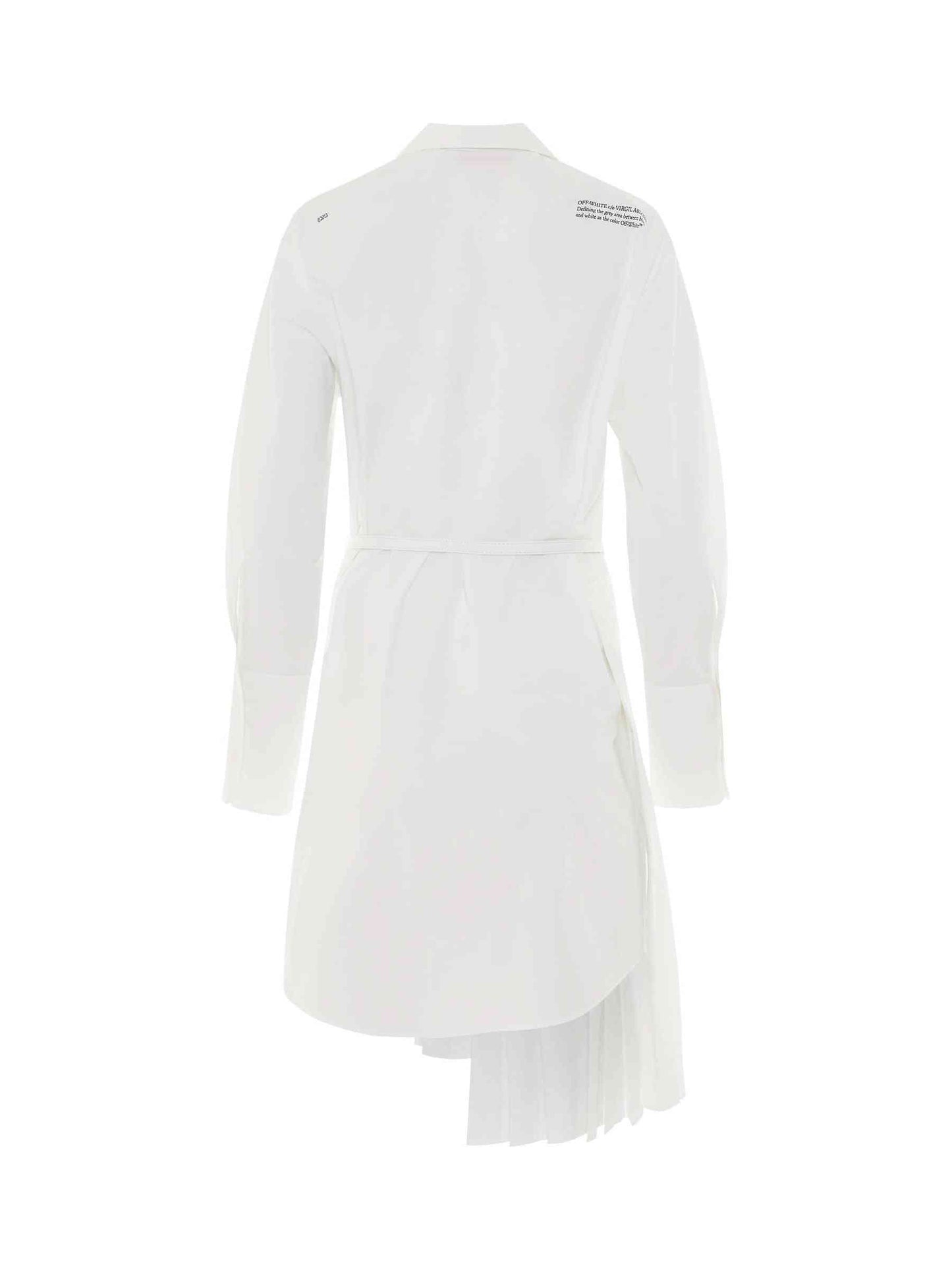 Corporate Plisse Shirt Dress in White/Black