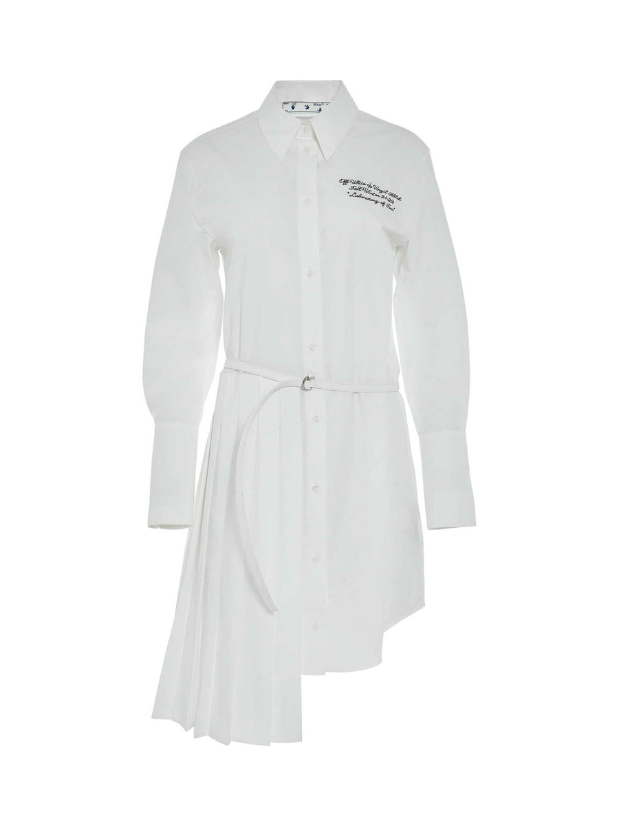 Popel Plisse Shirt Dress in White