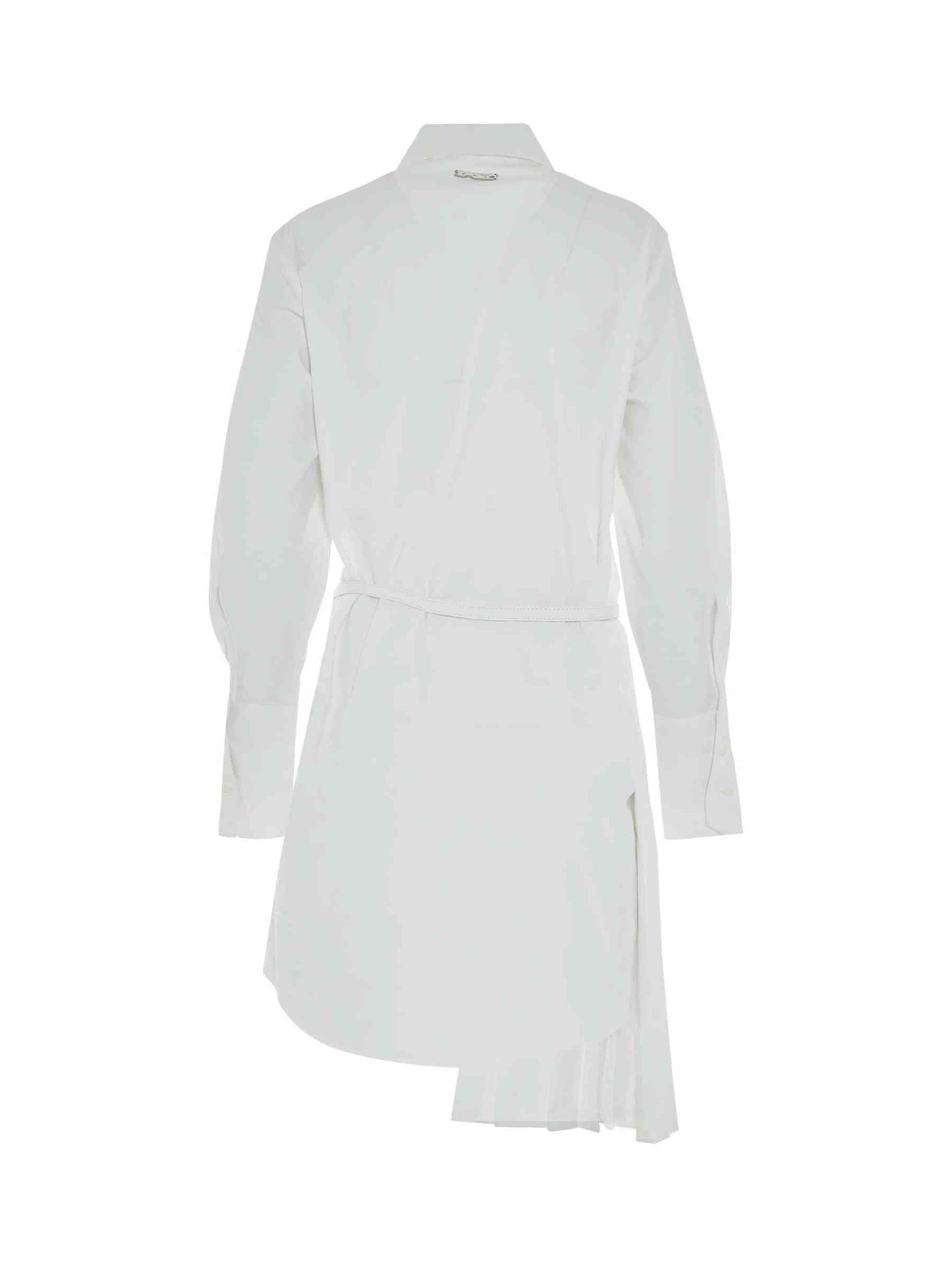 Popel Plisse Shirt Dress in White