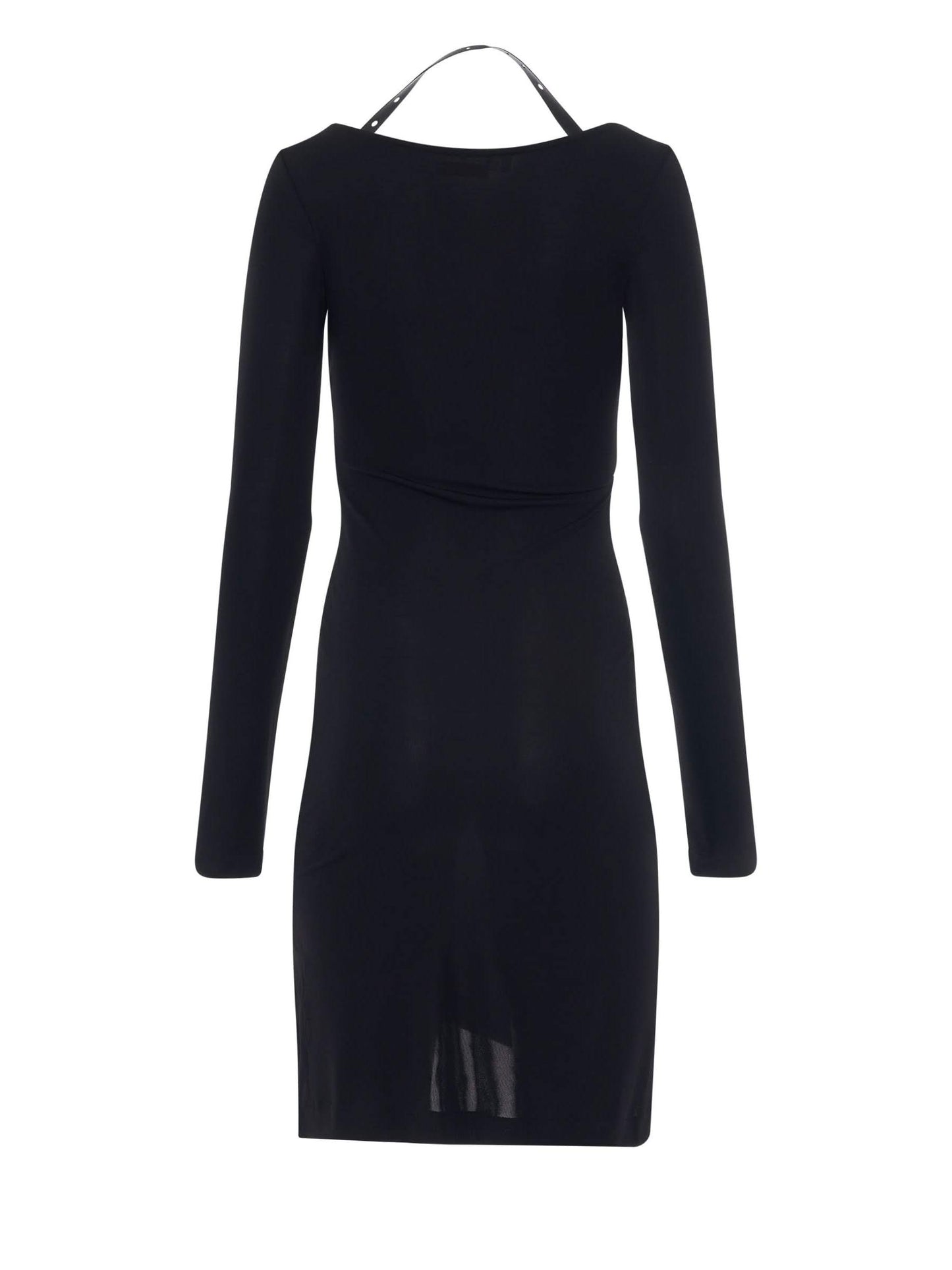 Fluid Jersey Twisted Long Sleeve Dress in Black