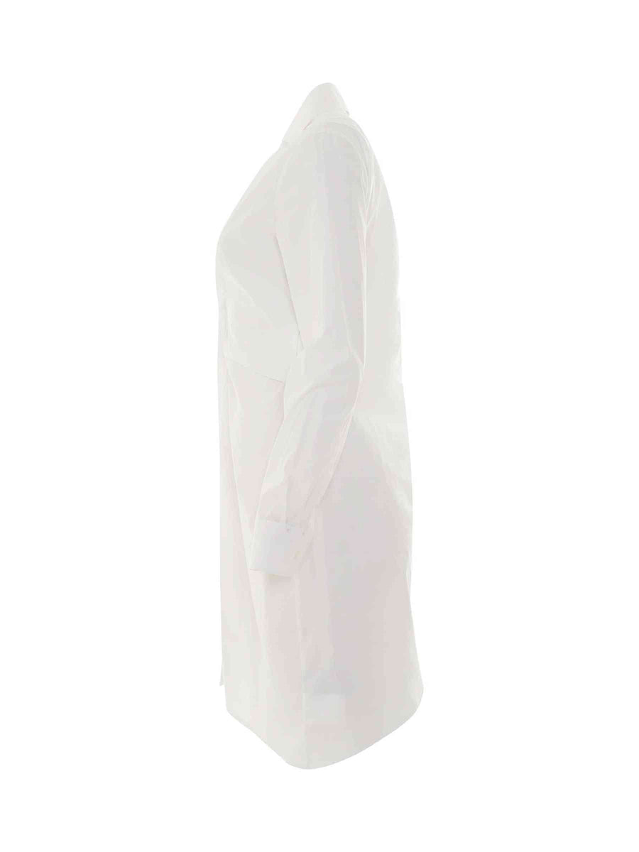 Popeline Draped Shirt Dress in White
