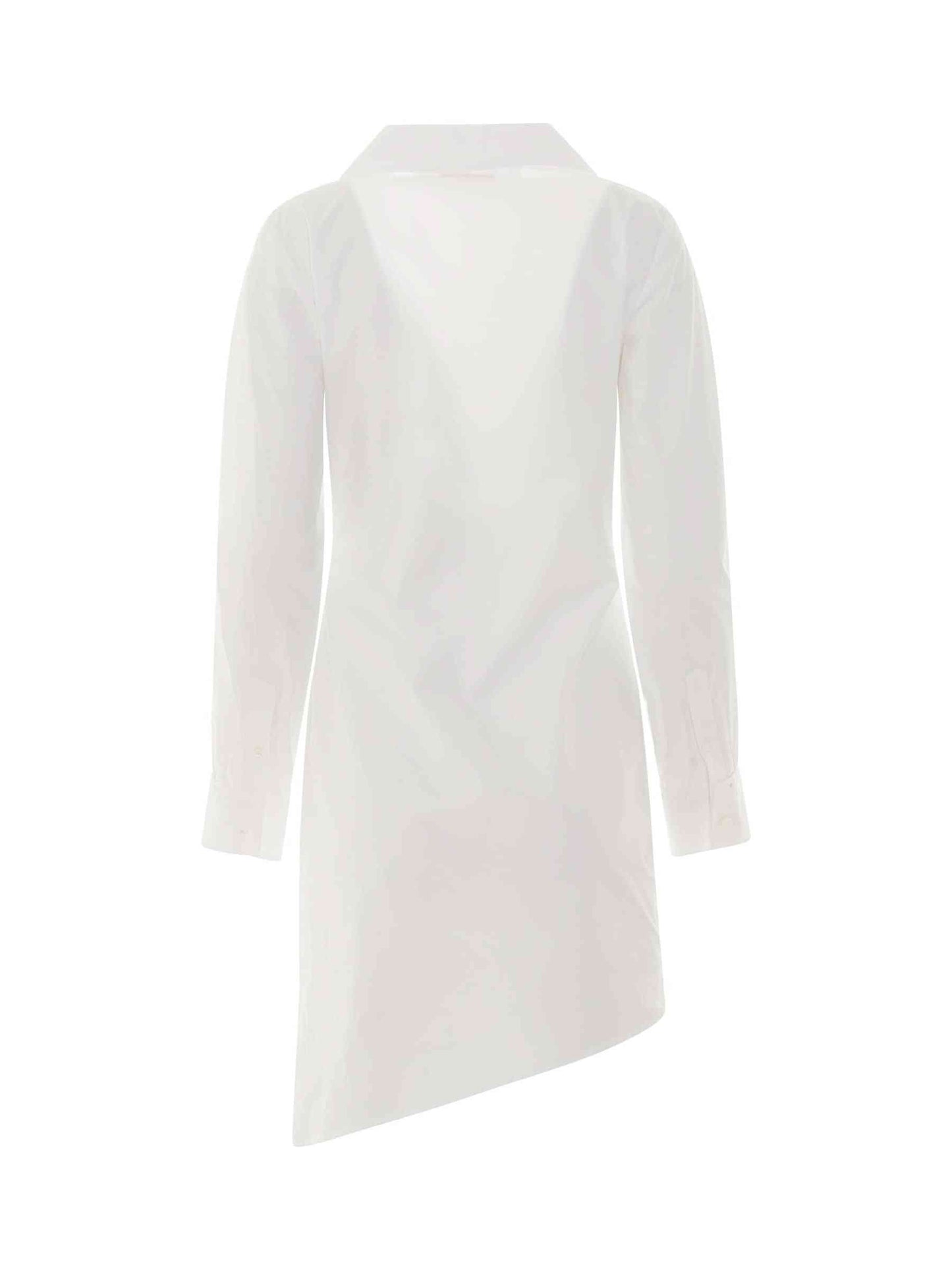 Popeline Draped Shirt Dress in White