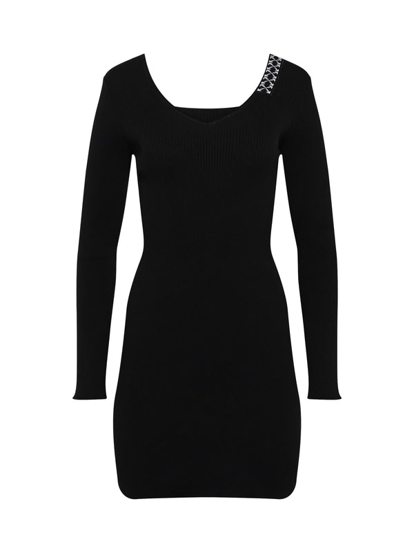 Bold Long Sleeve Dress in Black/White