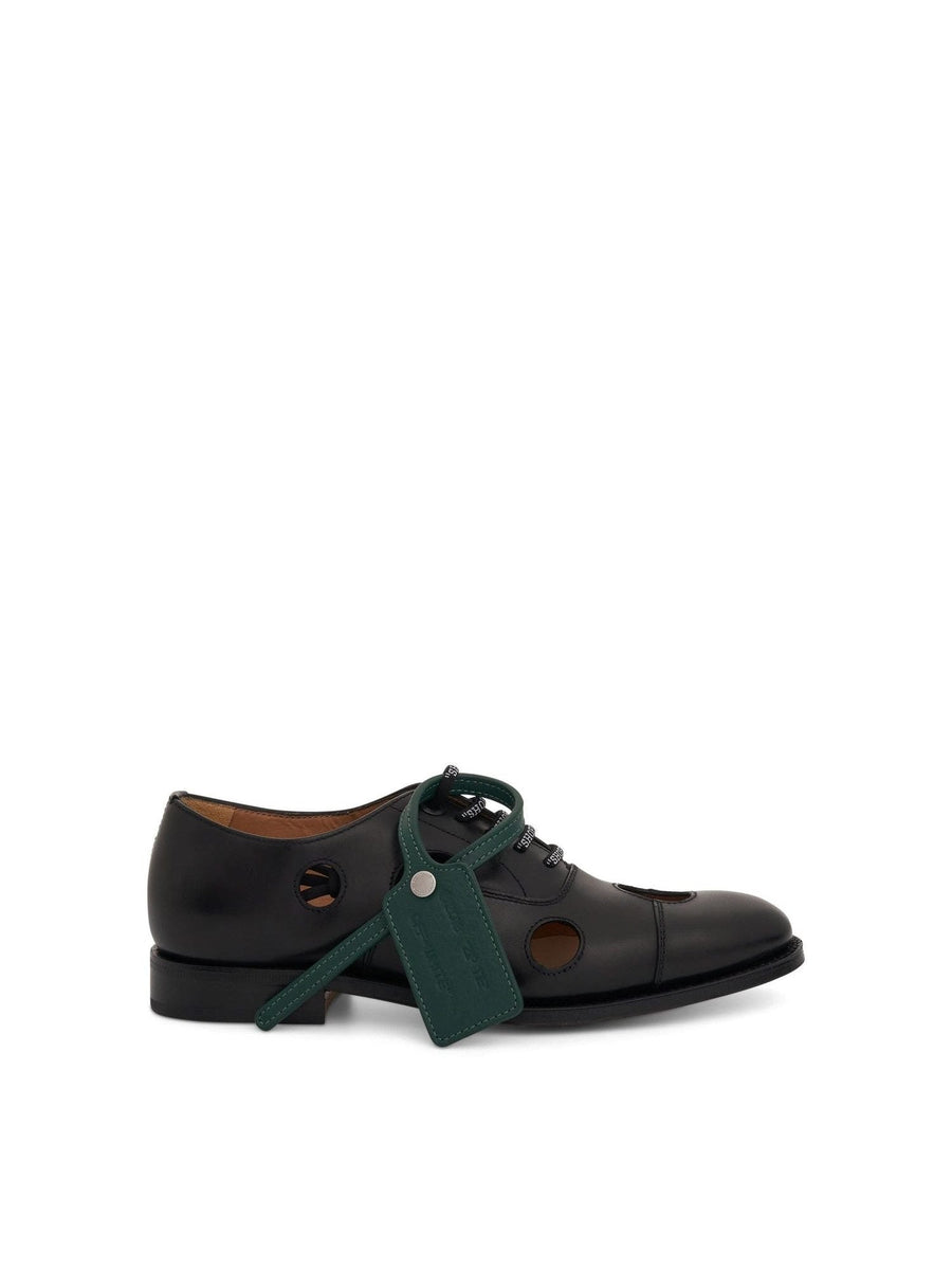 Off-White x Church's Consul Shoe in Black/Green Side View | OFF-WHITE