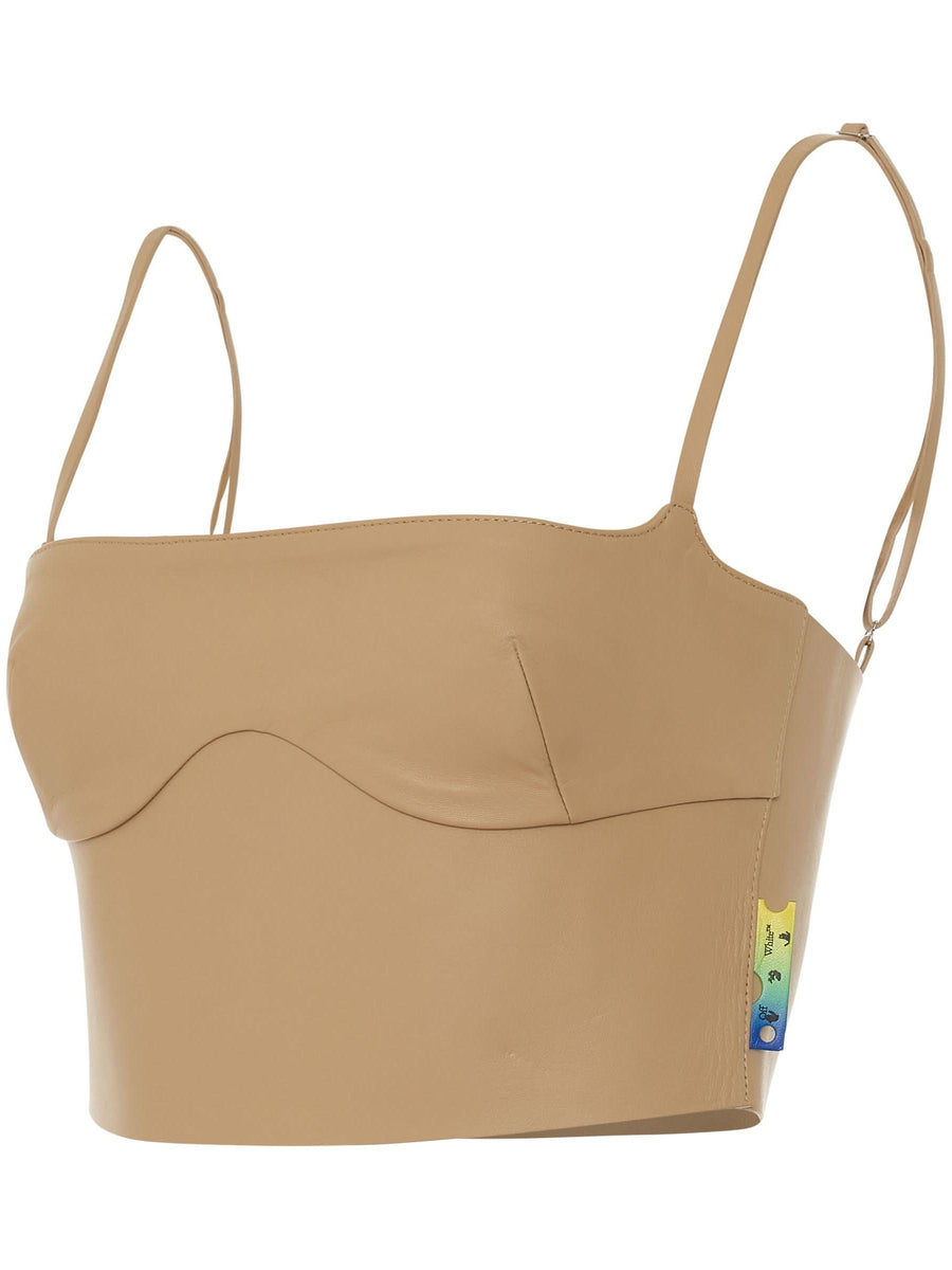 Leather Bustier in Camel