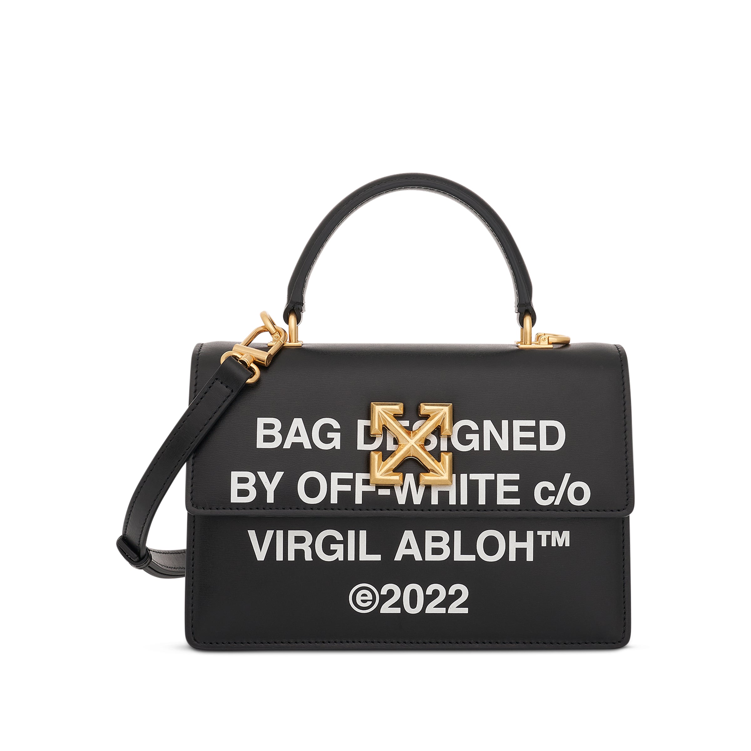 OFF-WHITE Jitney 1.4 Top Handle Met Quote Bag in Black & White