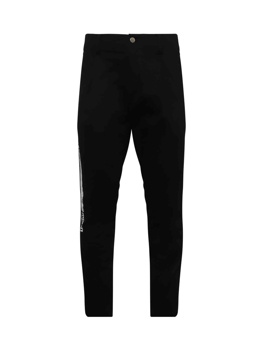 Barcode Print Chino Pants in Black