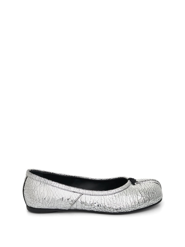 Tabi Mirror Ballerina Shoes in Silver Side View | MAISON MARGIELA