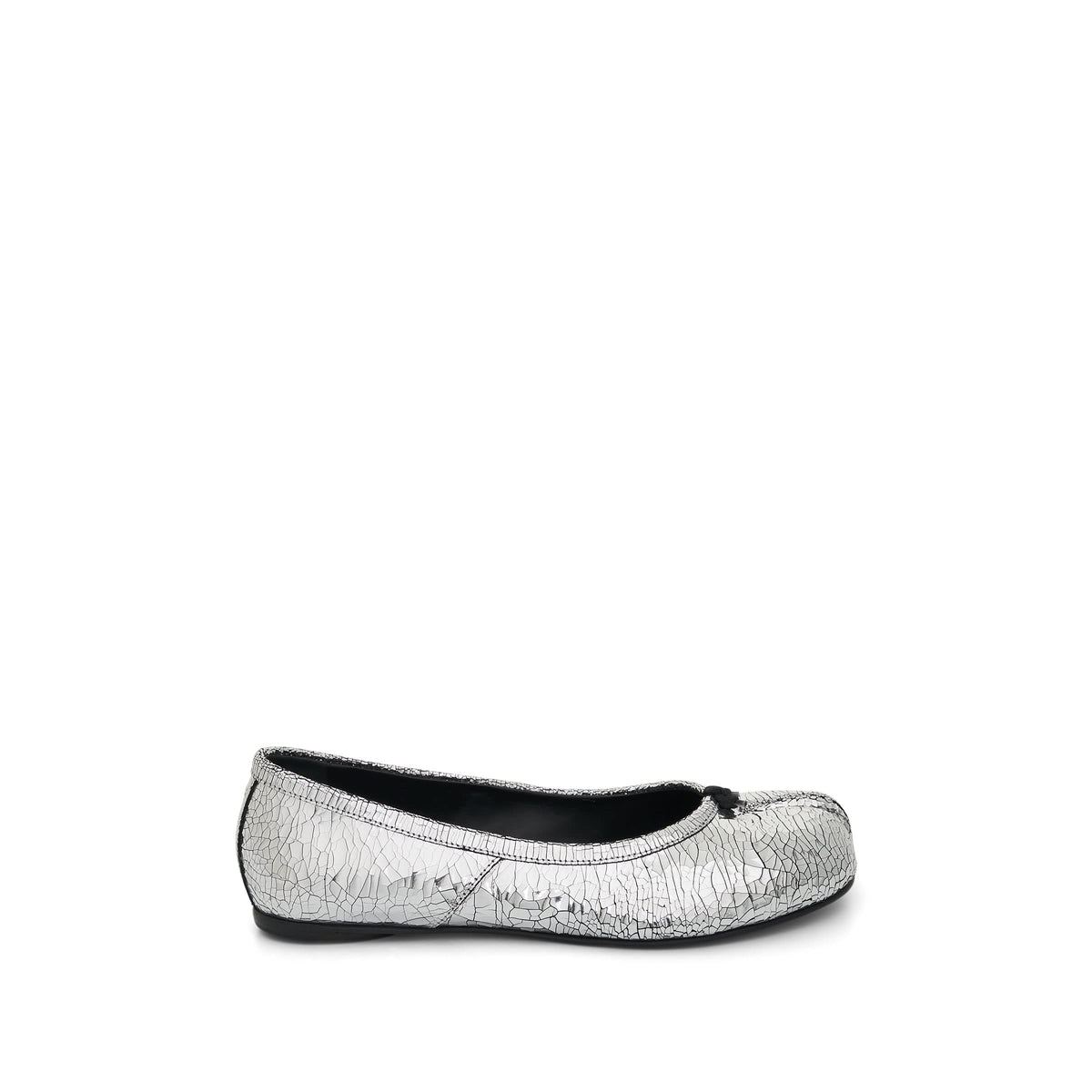 Tabi Mirror Ballerina Shoes in Silver Side View | MAISON MARGIELA