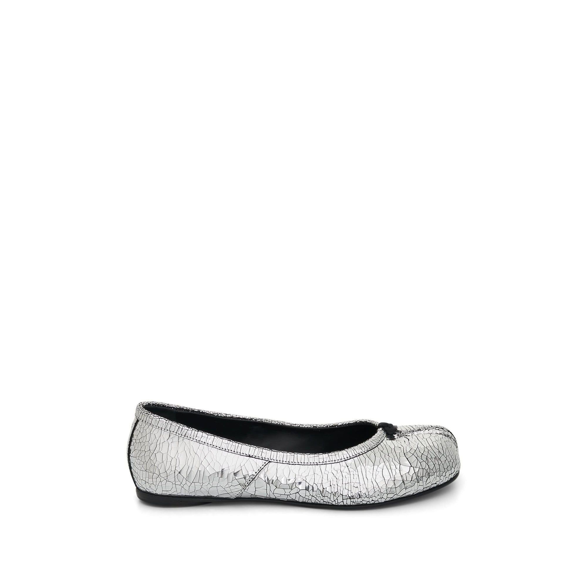 Tabi Mirror Ballerina Shoes in Silver Side View | MAISON MARGIELA