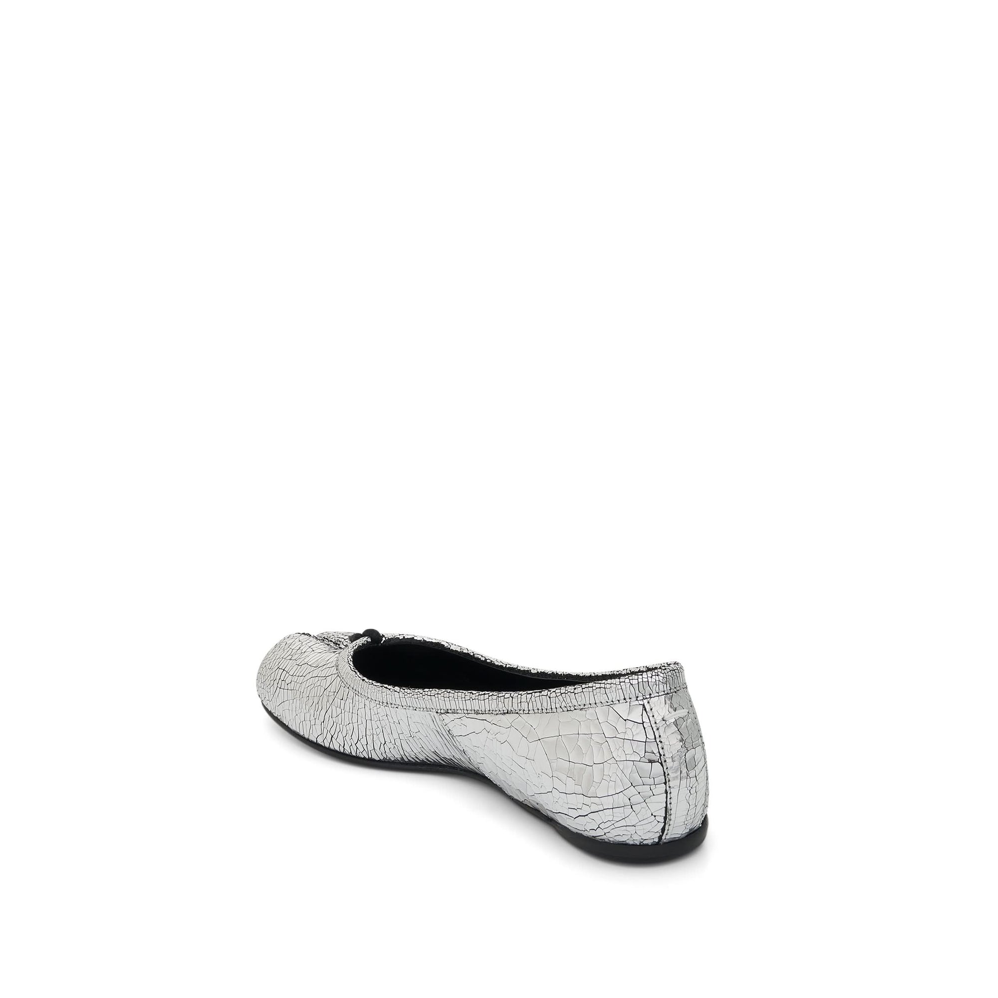 Tabi Mirror Ballerina Shoes in Silver Top View | MAISON MARGIELA