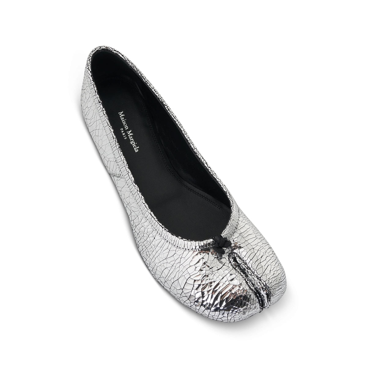 Tabi Mirror Ballerina Shoes in Silver Back View | MAISON MARGIELA