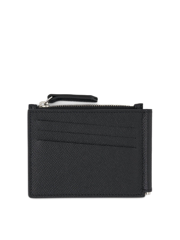 Four Stitch Logo Wallet with Zip in Black