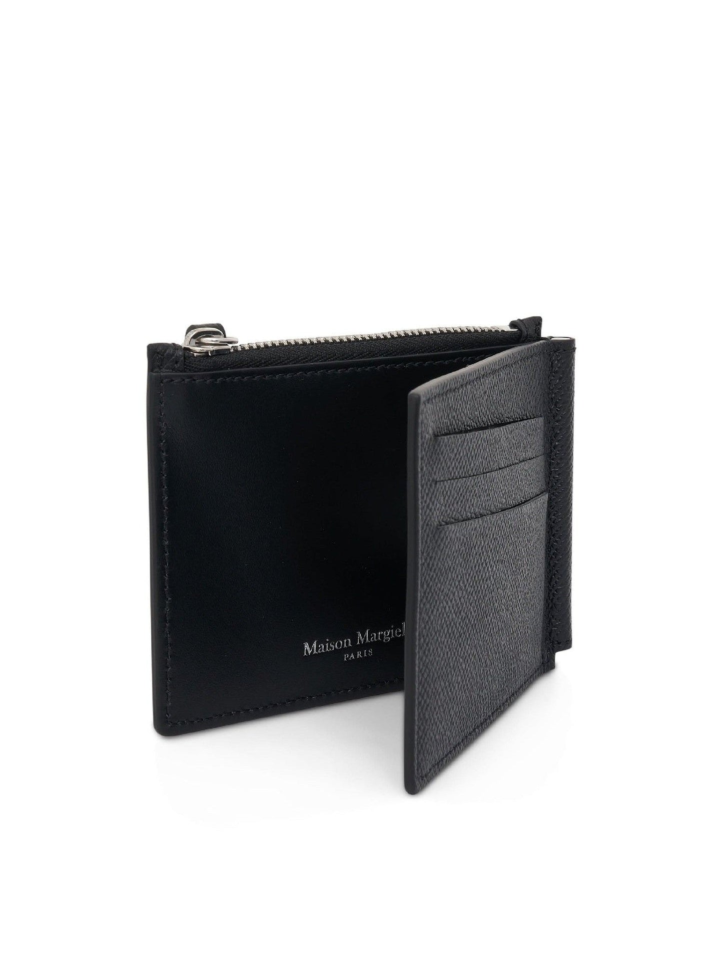 Four Stitch Logo Wallet with Zip in Black