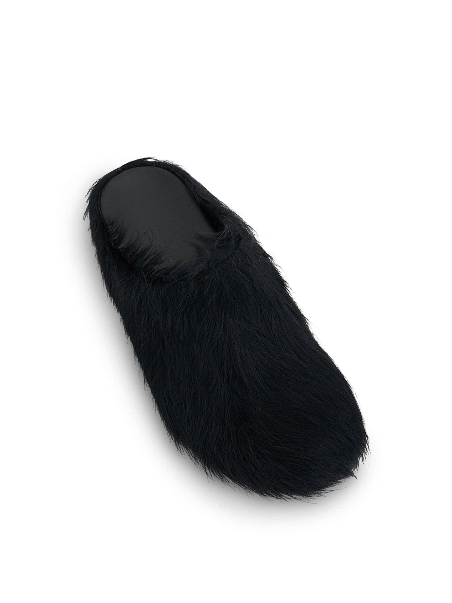 Marni Fussbett Long Hair Calfskin Sabot in Black