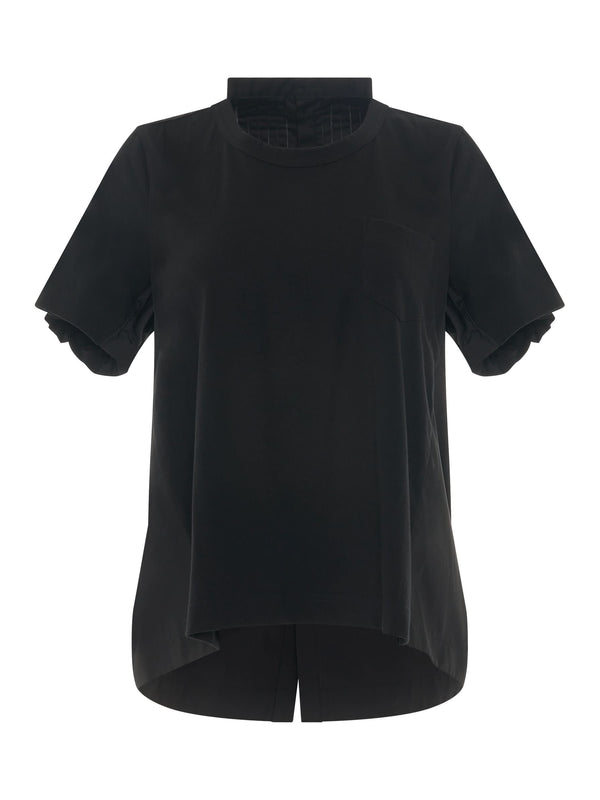 Classic Shirt Pleated Back T-Shirt in Black