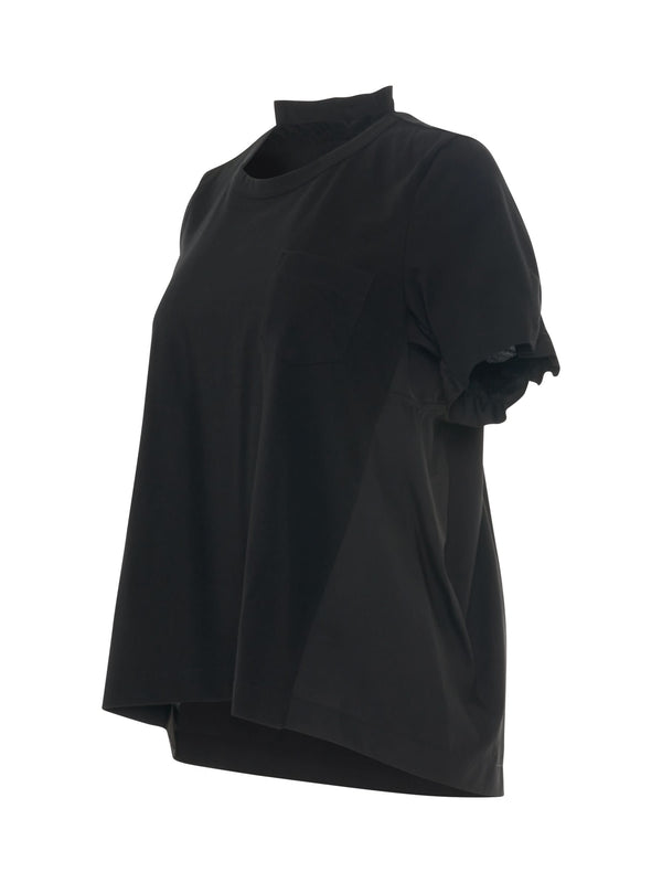 Classic Shirt Pleated Back T-Shirt in Black