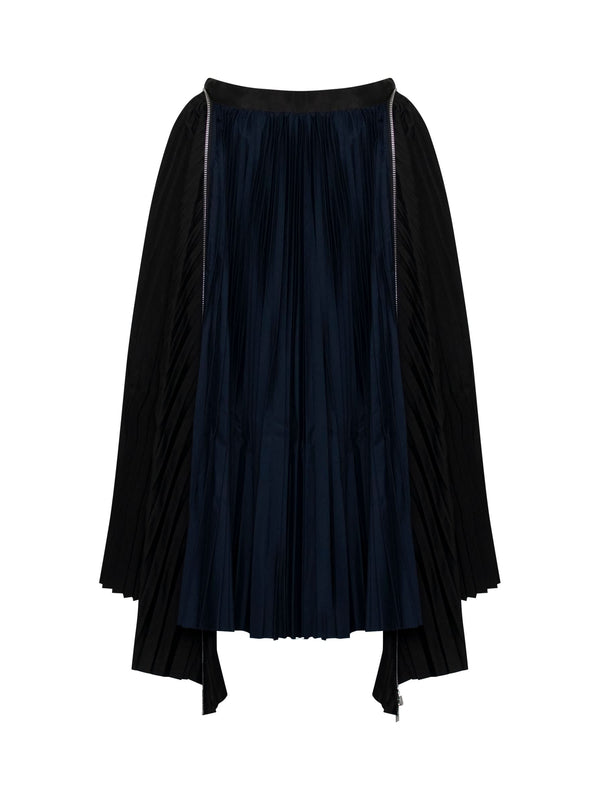 Classic Pleated Asymmetric Skirt in Black