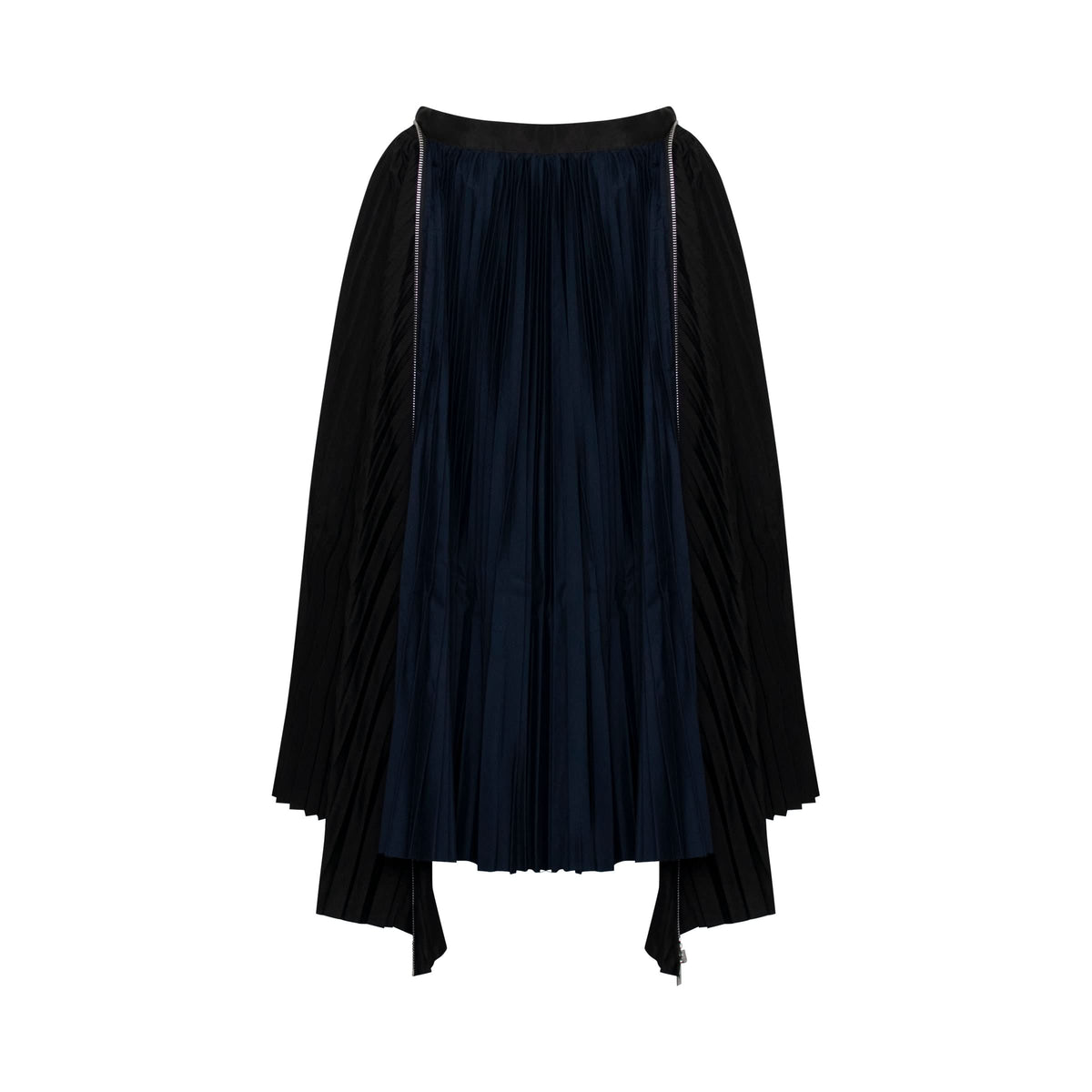 Classic Pleated Asymmetric Skirt in Black