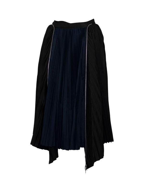Classic Pleated Asymmetric Skirt in Black