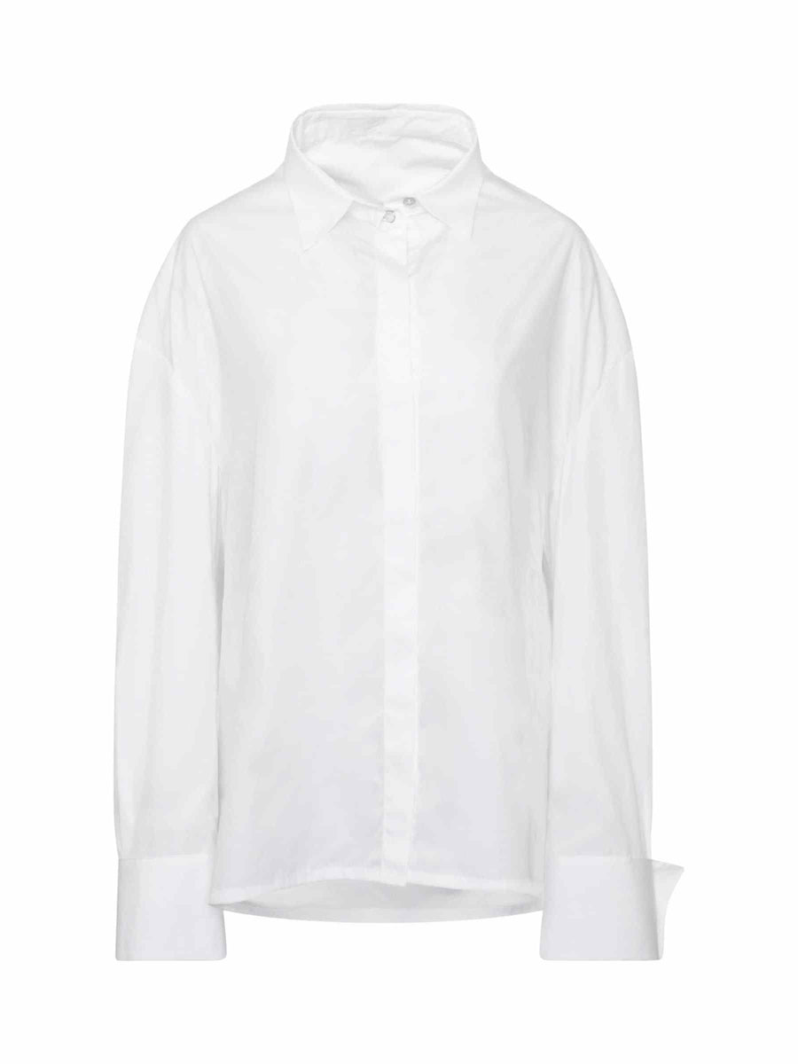 Oversized Shirt With Drapped Collar in White