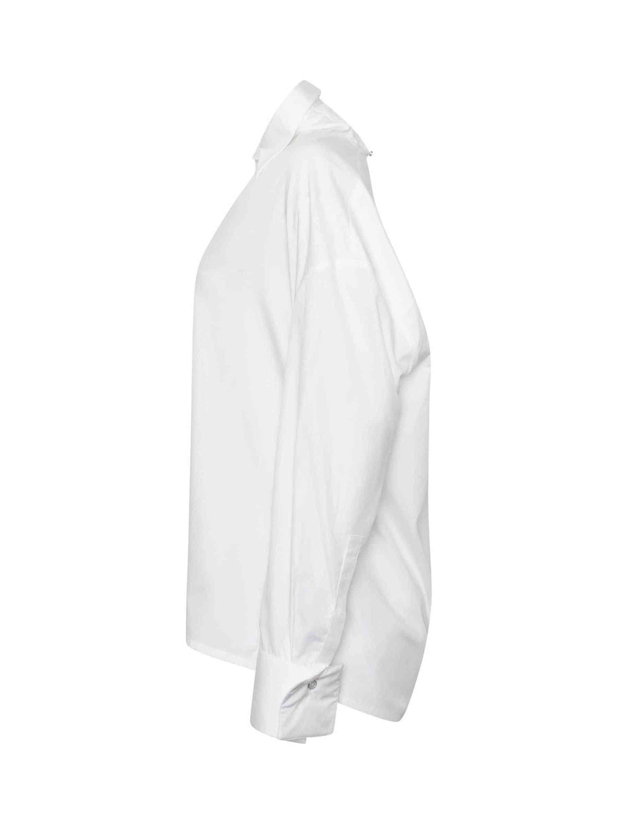 Oversized Shirt With Drapped Collar in White
