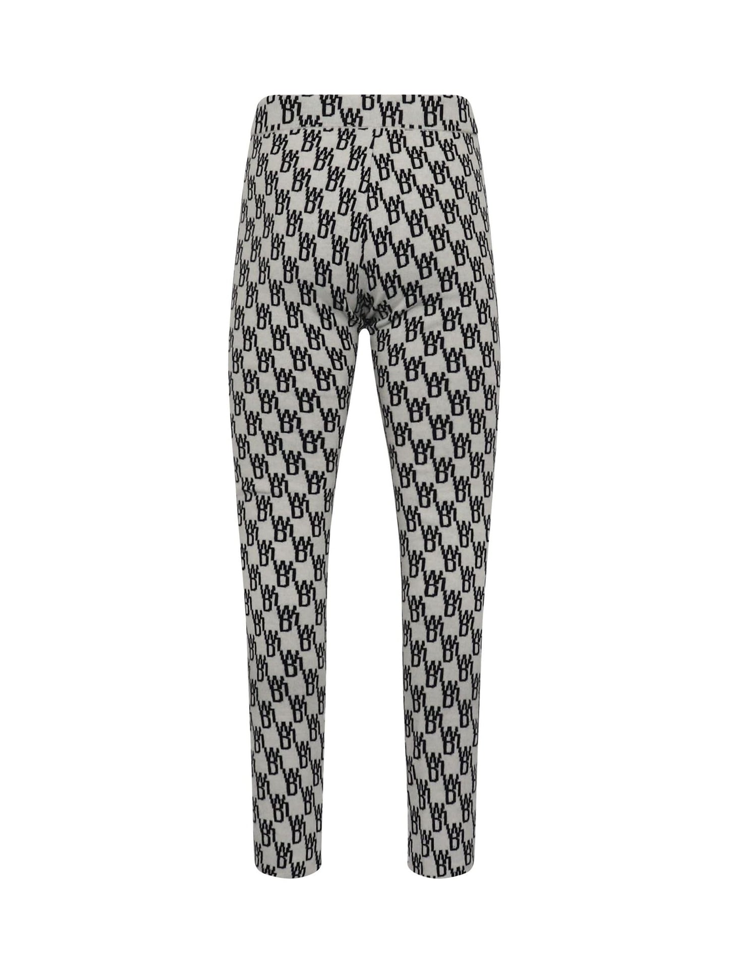 Fitted Knit Side Open Jacquard Trouser in Ivory