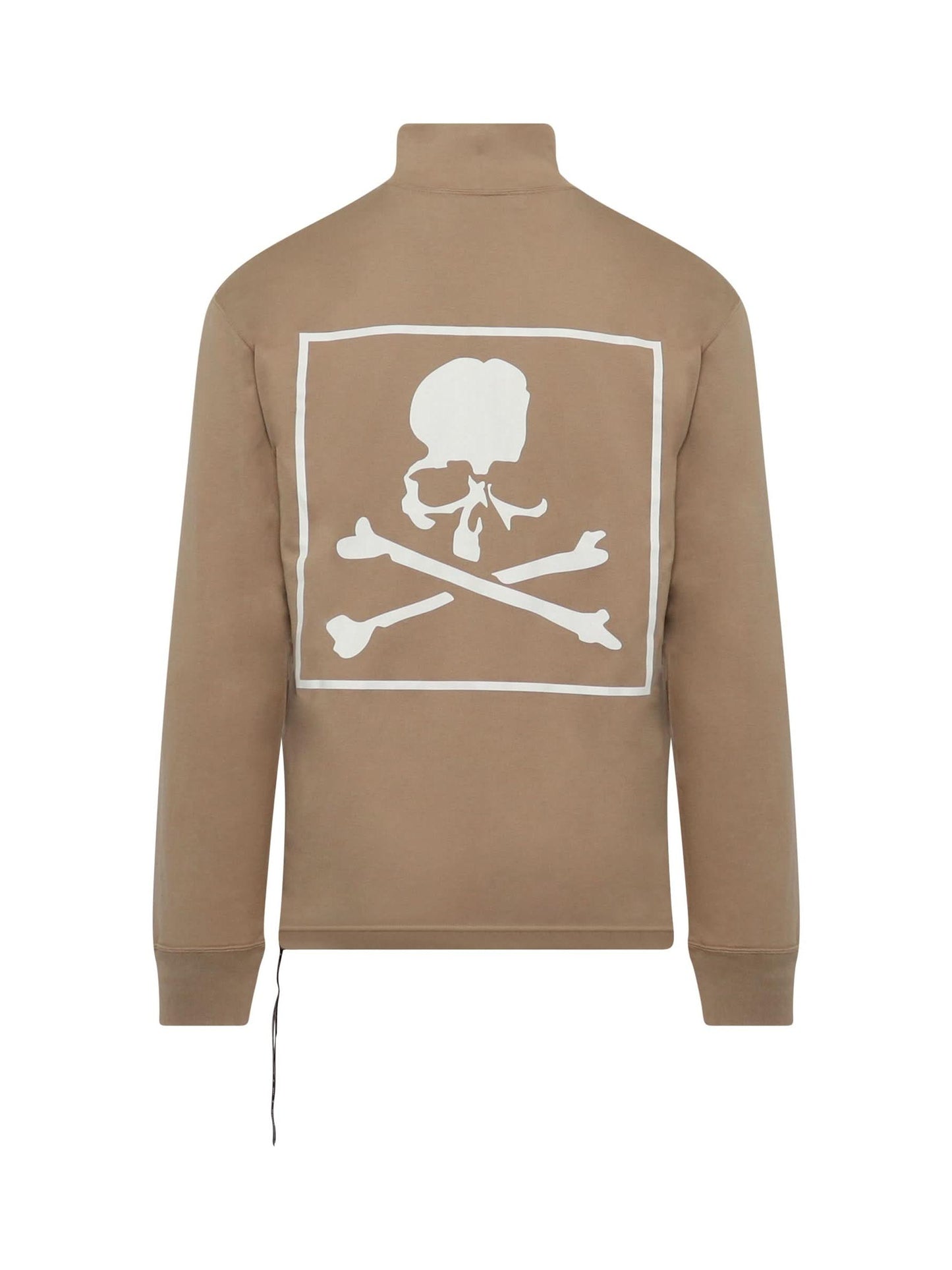Boxed Logo Hi Neck Long Sleeve T-Shirt in Beige