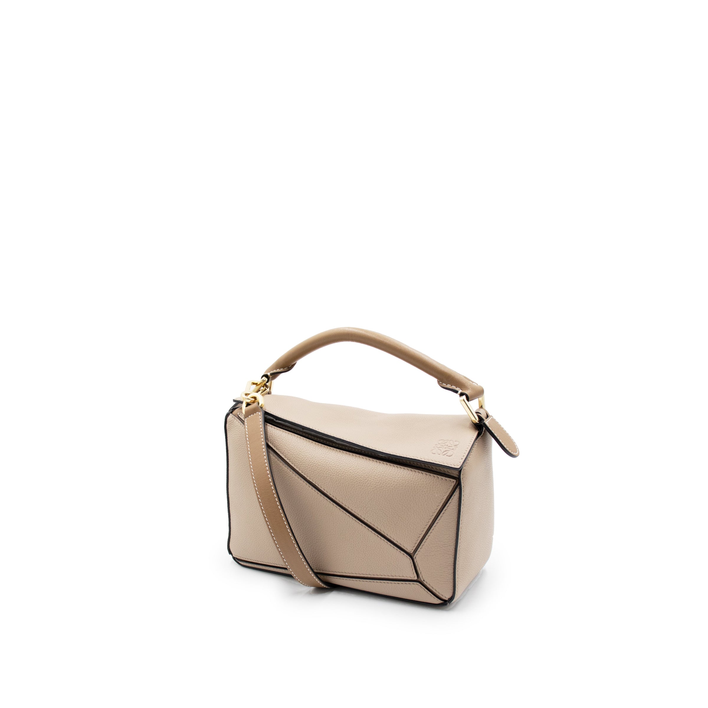 Loewe Grained Calfskin Small Puzzle Bag Sand Mink