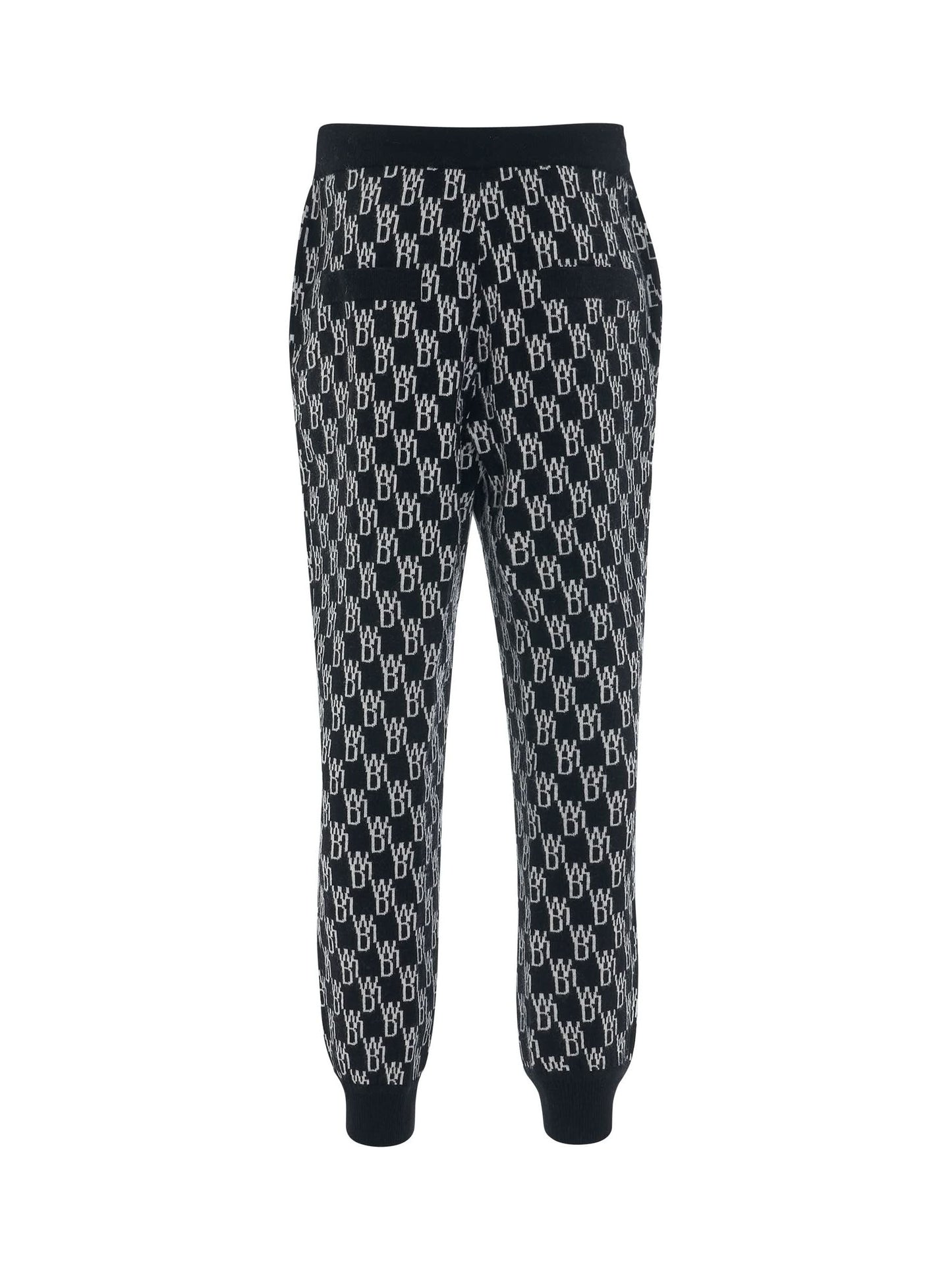 Monogram Knit Jacquard Trouser in Black