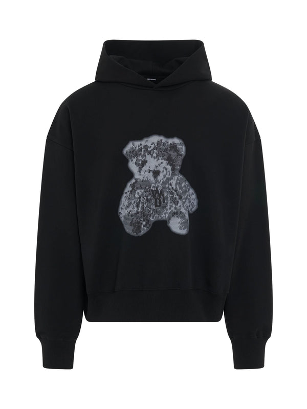 New Teddy Back Logo Hoodie in Black