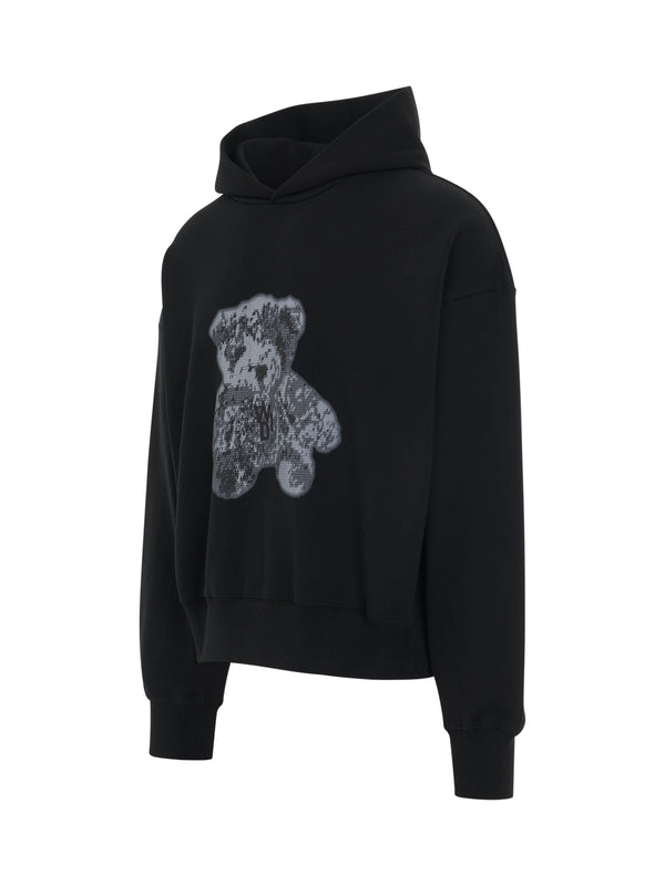 New Teddy Back Logo Hoodie in Black