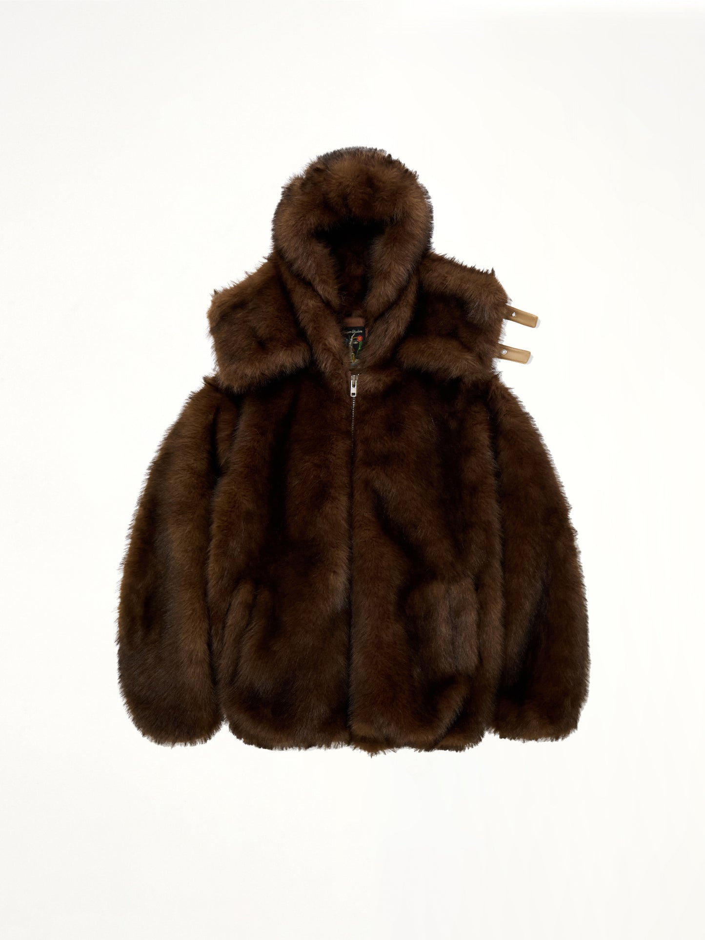 Fur Hoodie in Brown