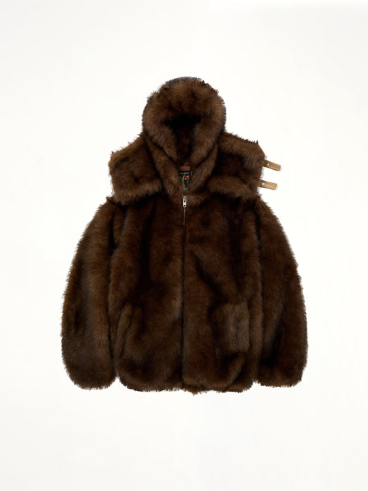 Fur Hoodie in Brown