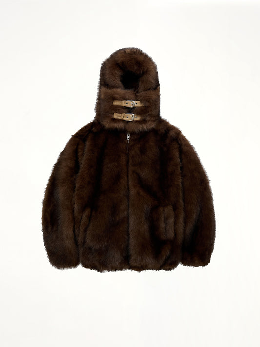 Fur Hoodie in Brown
