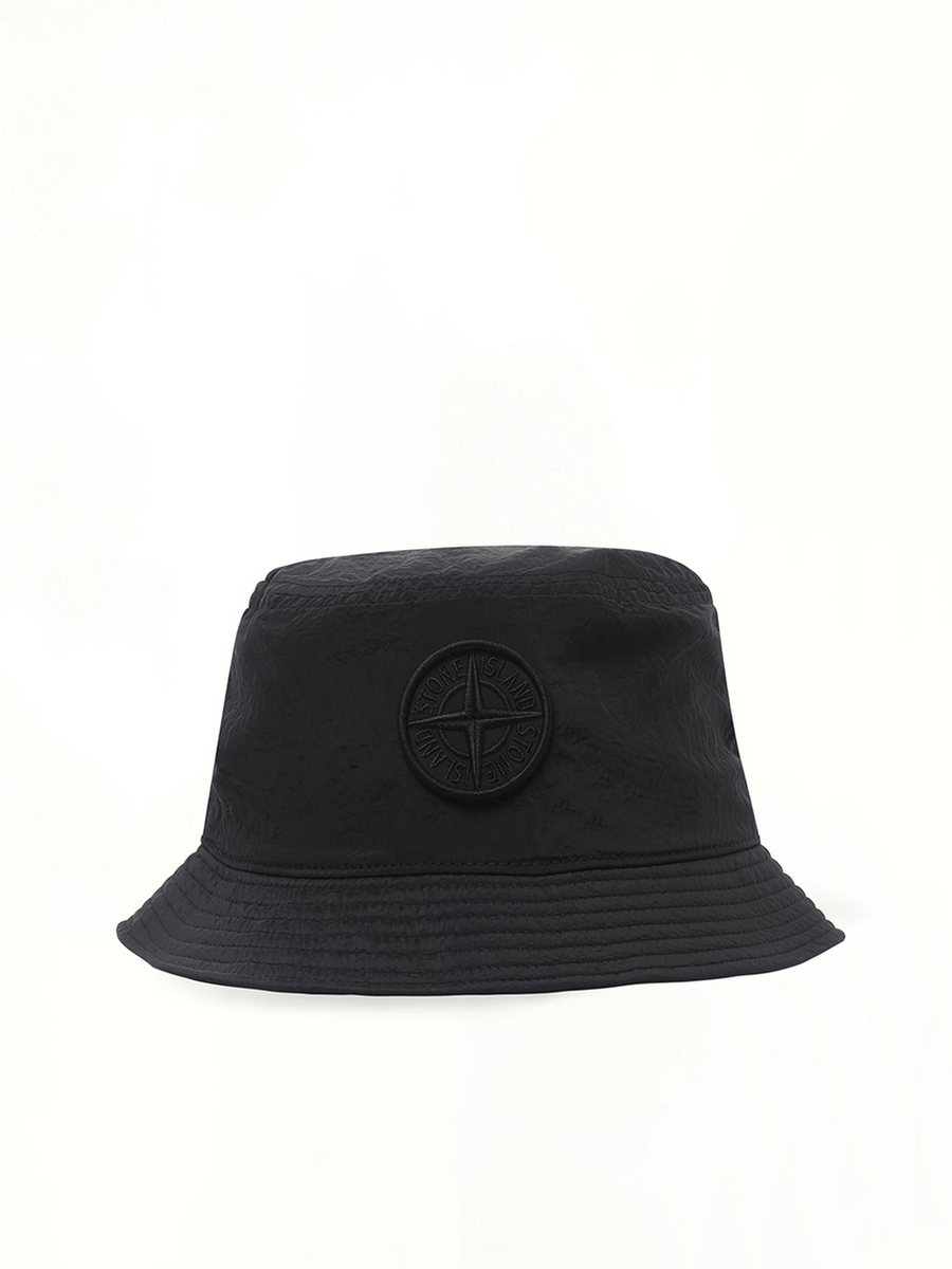 910001 Nylon Metal Bucket Hat in Black