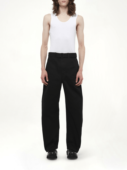 Denim Twisted Belted Pants in Black